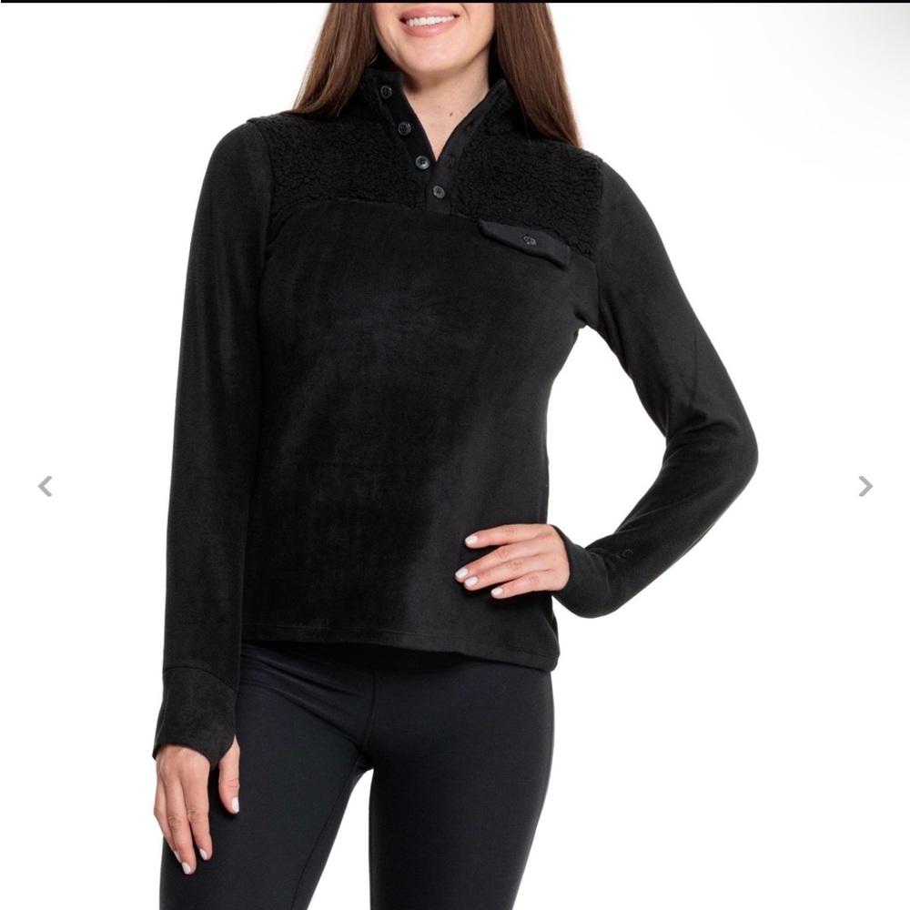 Cuddl Duds FleeceWear Stretch Base Layer Top XL - Button Neck, Long Sleeve